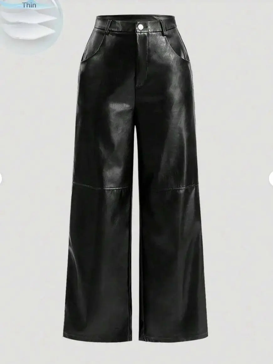 Chic European PU Pants