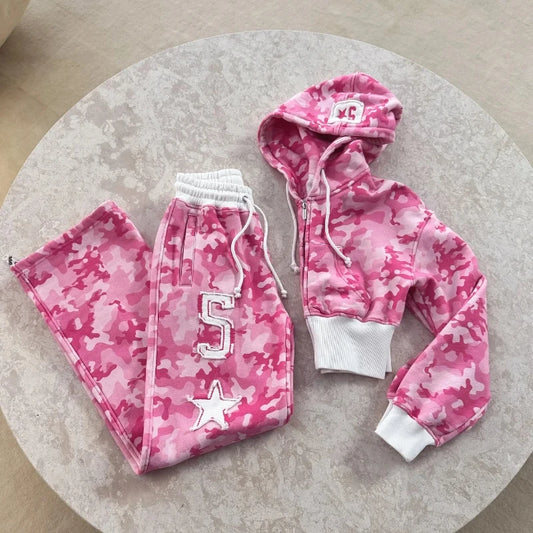 Women Camouflage Two-Piece Set