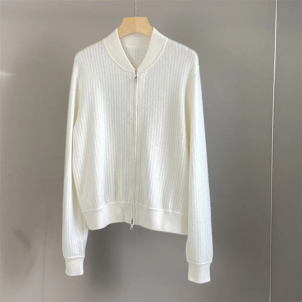 Cashmere Zipper Cardigan Set
