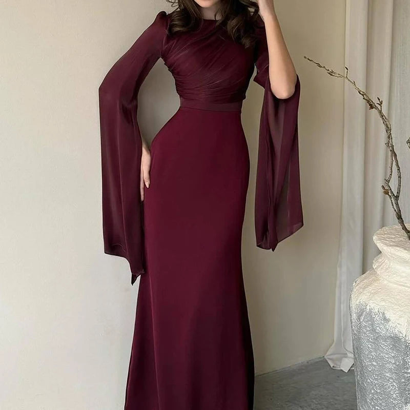 Slim Evening Satin Maxi Dress