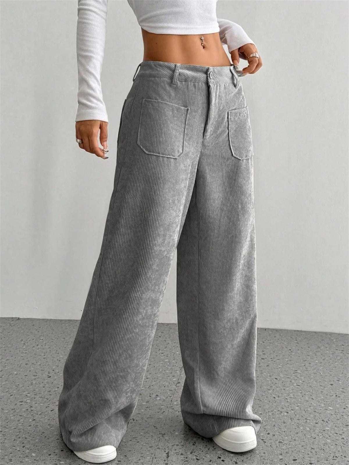 Retro Corduroy Wide-Leg Pants