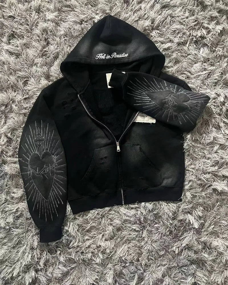 Embroidery Patch Sweater Hoodie
