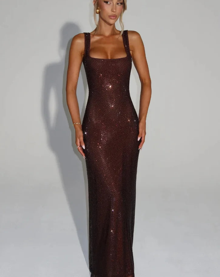 Sexy Backless Sequined Maxi Dress