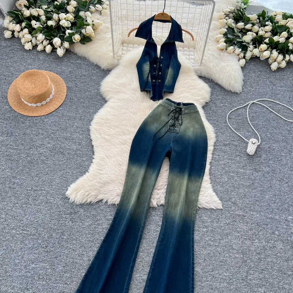 SINGREINY Women Denim Set