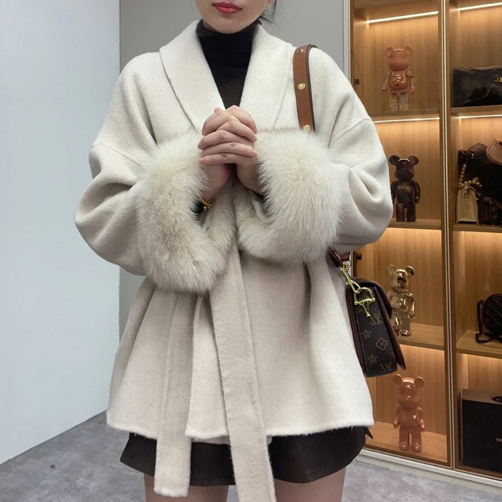 Women Wool Fur Coat
