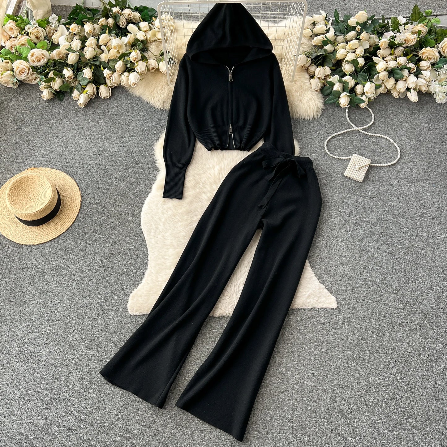 Casual Zipper Two-Piece Set