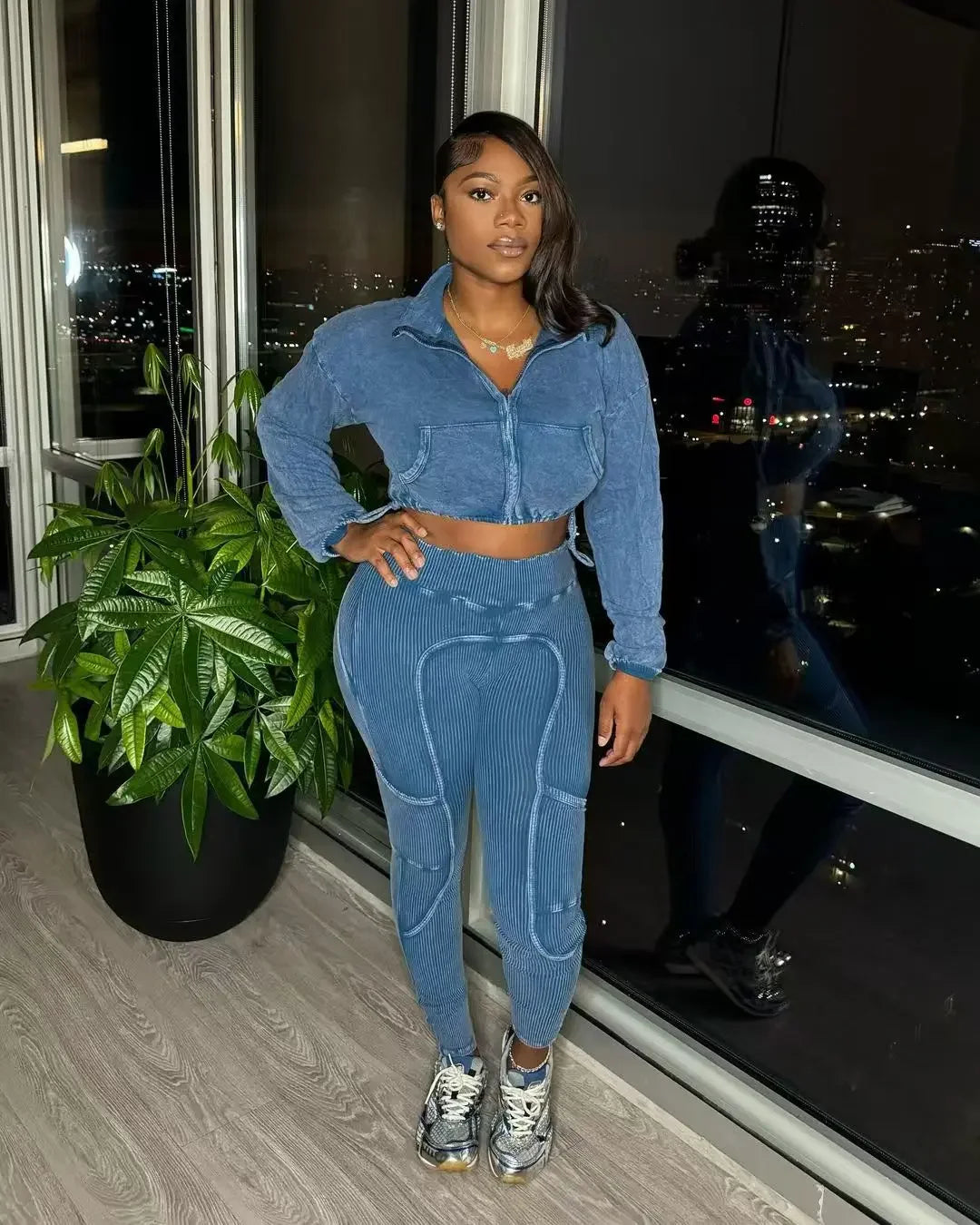 Washed Knitted Two-Piece Set