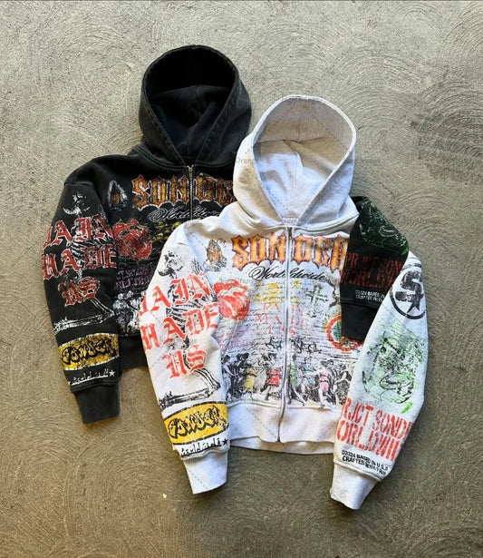 Retro Gothic Streetwear Hoodie