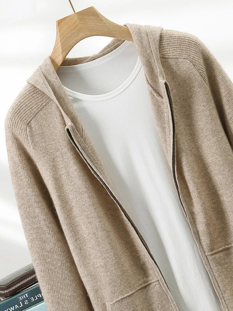 Cashmere Men Hooded Cardigan Set
