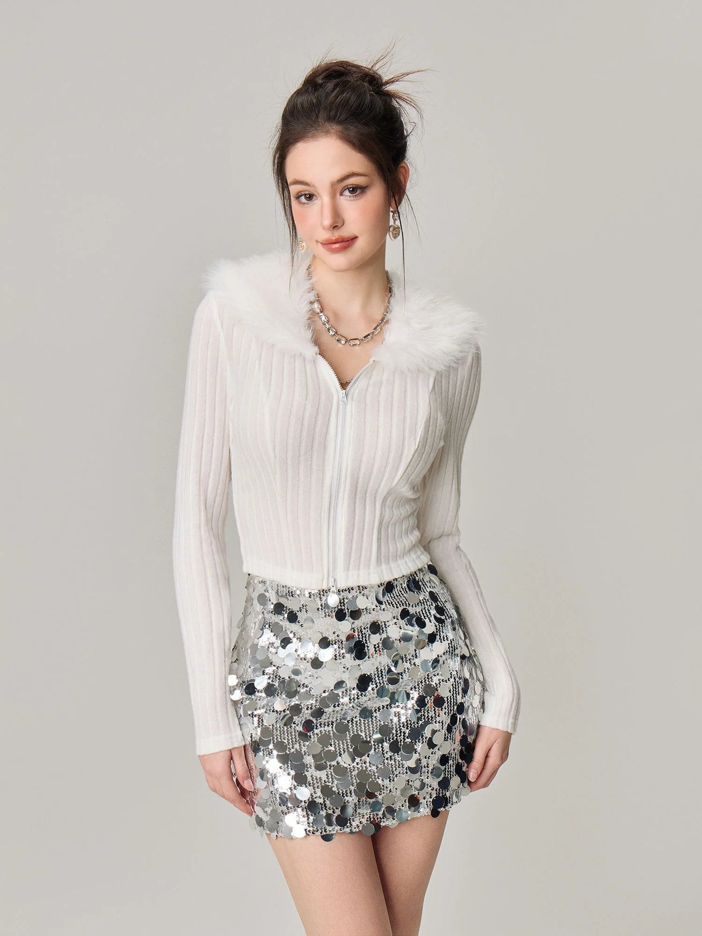 Women Slim Feather Jacket