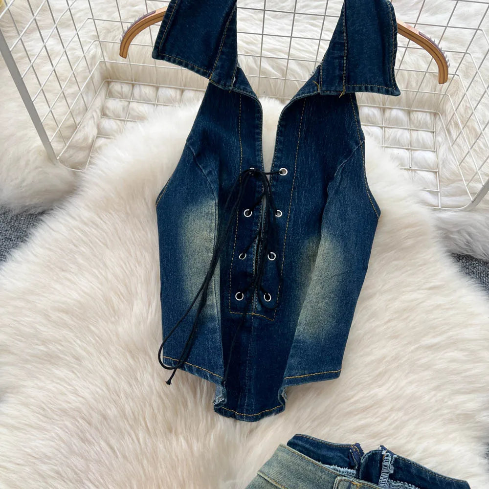 SINGREINY Women Denim Set