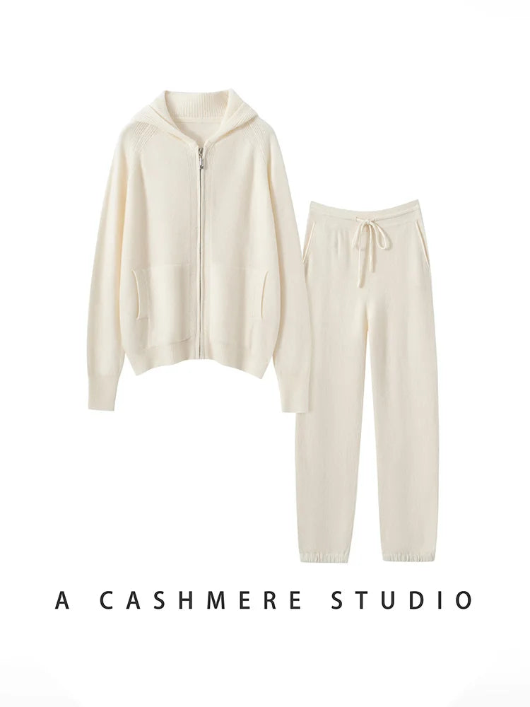 Cashmere Hooded Cardigan Set