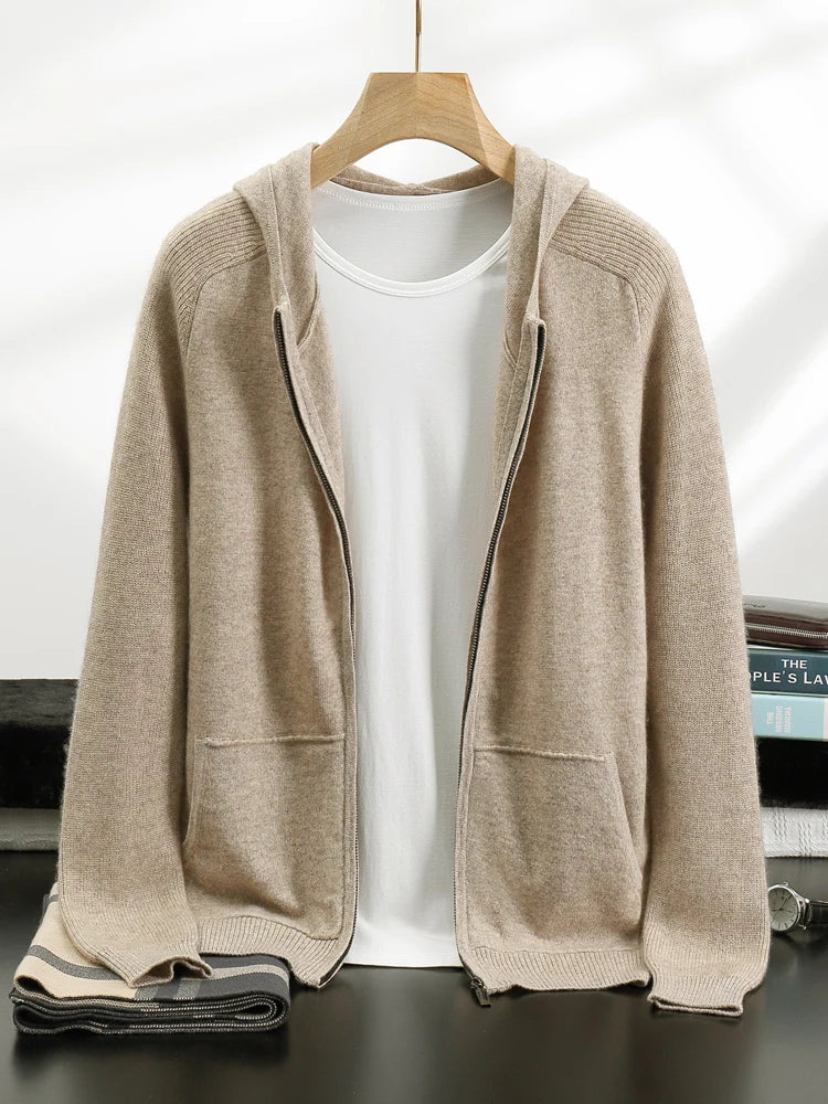 Cashmere Men Hooded Cardigan Set
