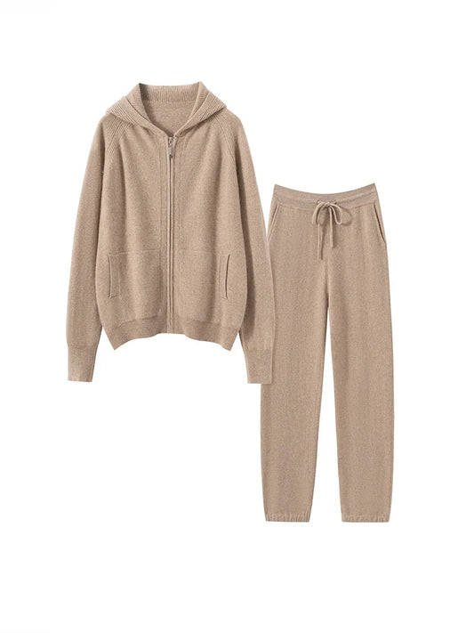 Cashmere Hooded Cardigan Set