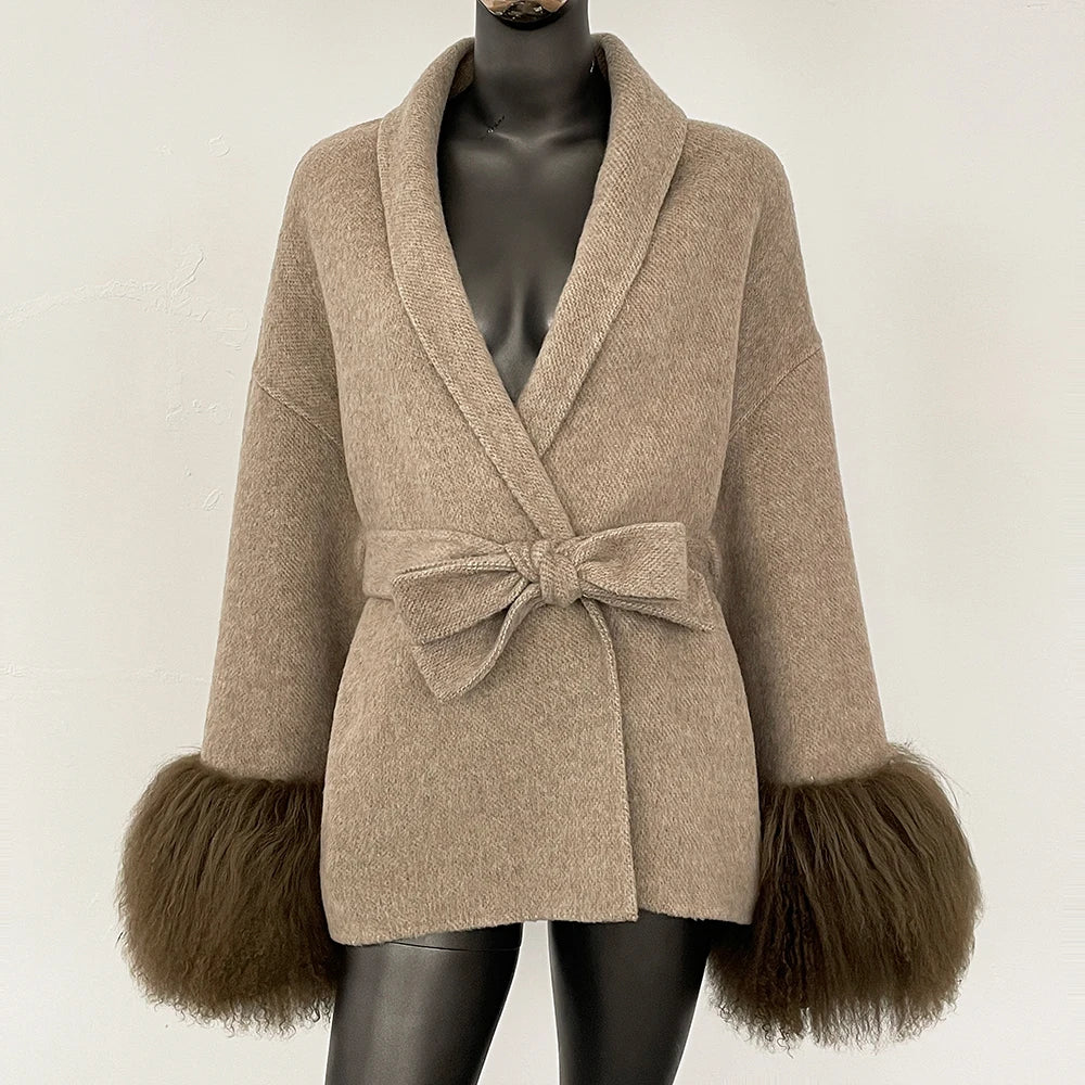 Women Wool Fur Coat