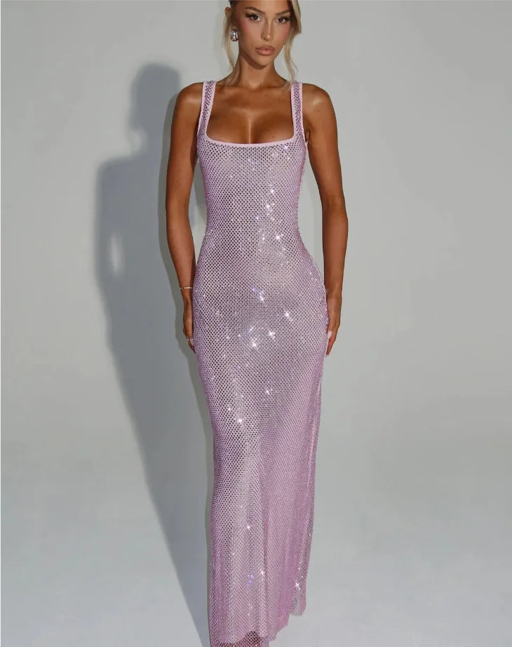Sexy Backless Sequined Maxi Dress