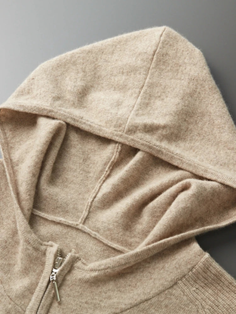 Cashmere Men Hooded Cardigan Set