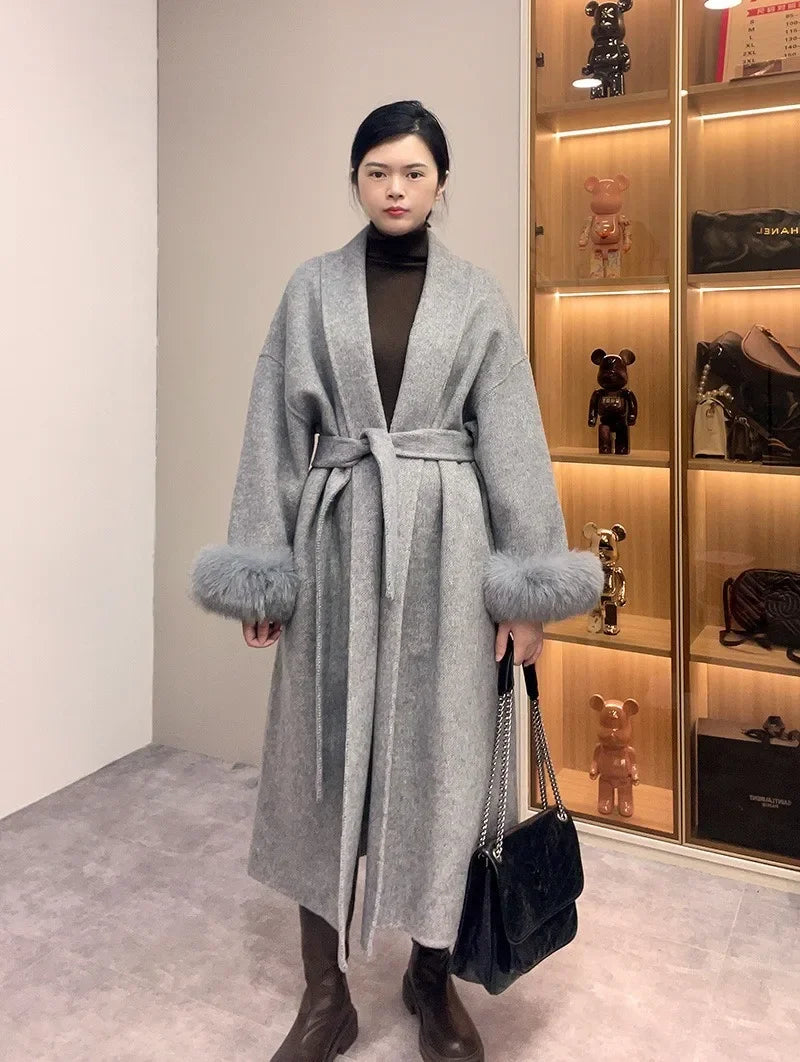Women Wool Fur Coat