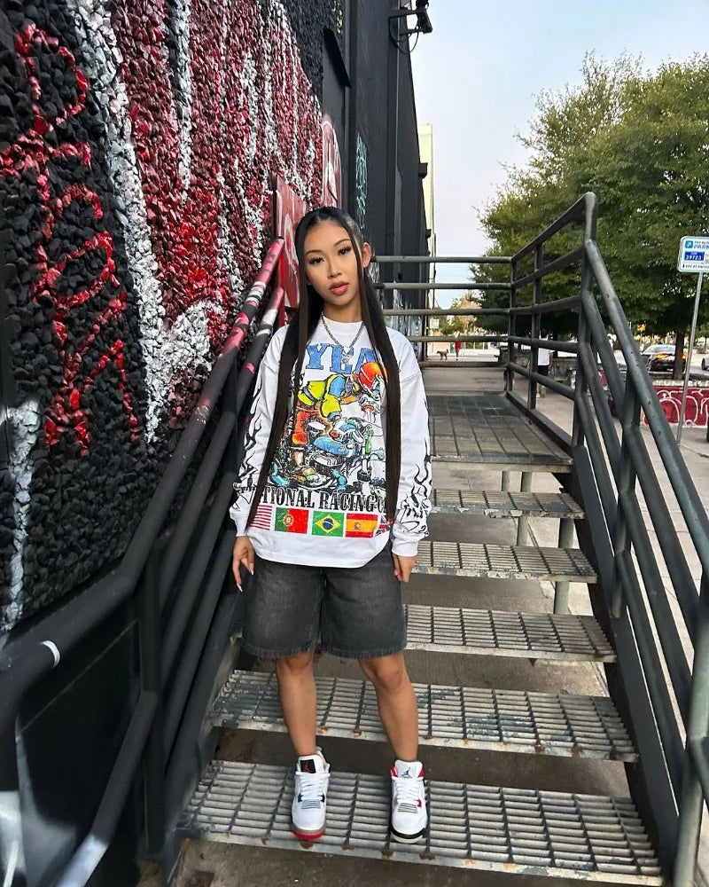 Y2K Hip-Hop Cartoon Top