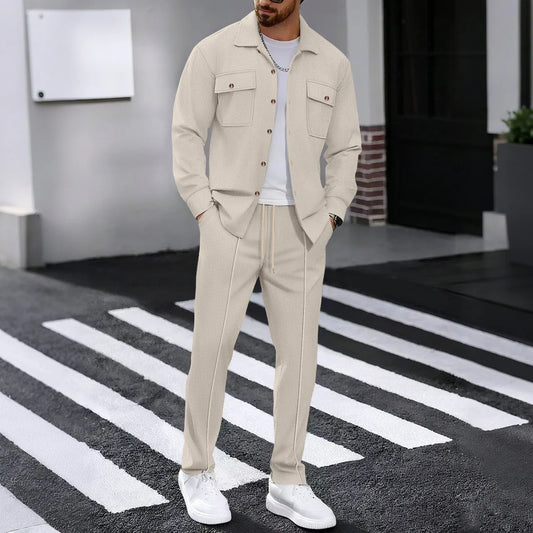 Solid Color Cardigan Set