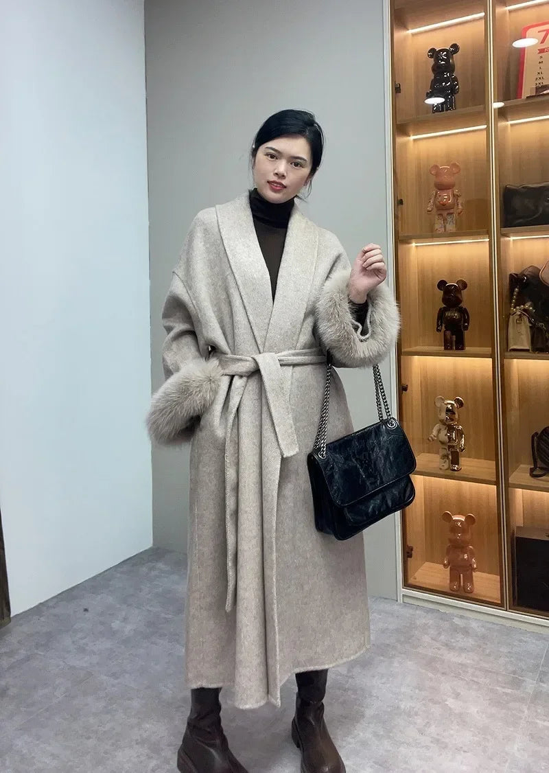 Women Wool Fur Coat