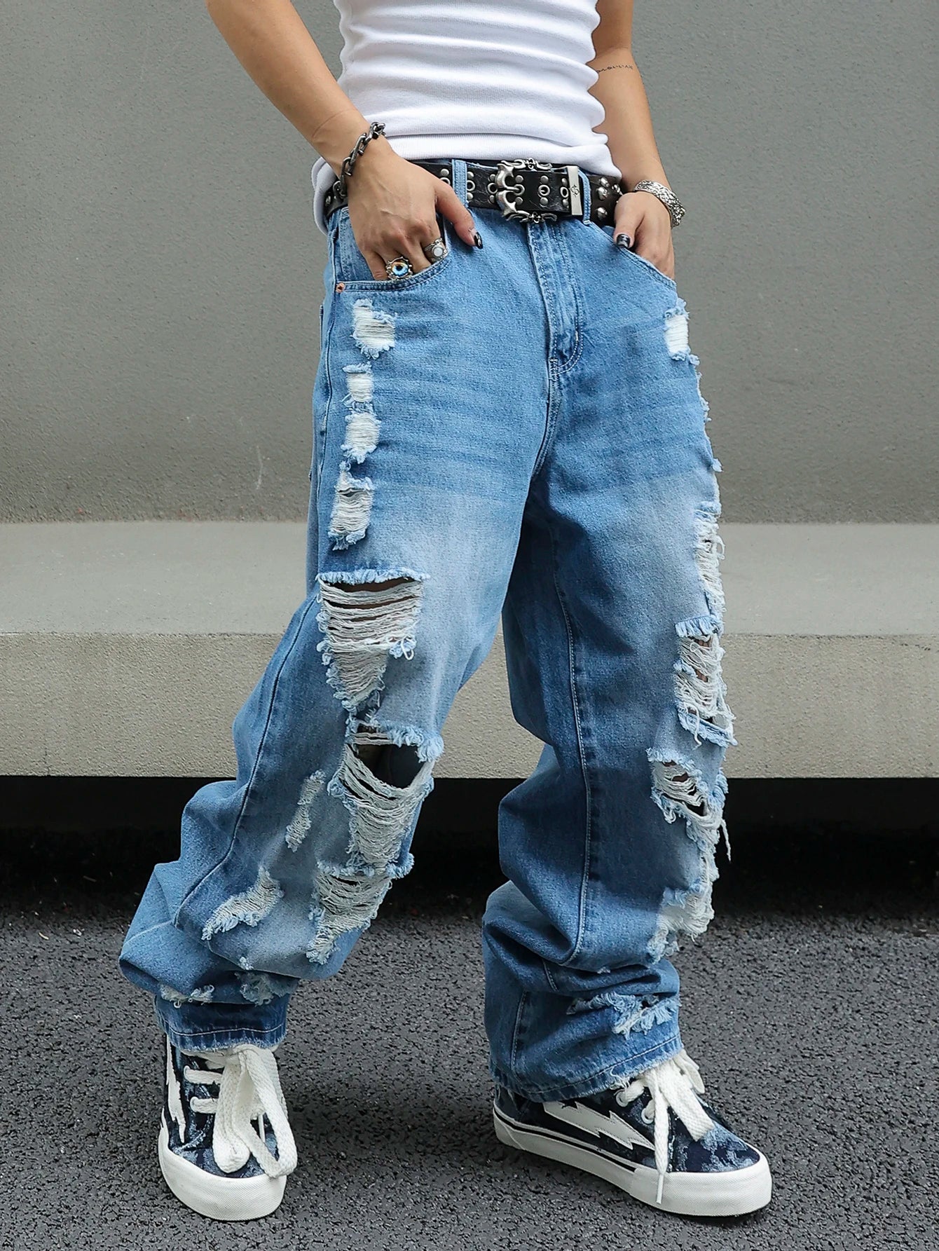 Y2K Ripped Baggy Denim