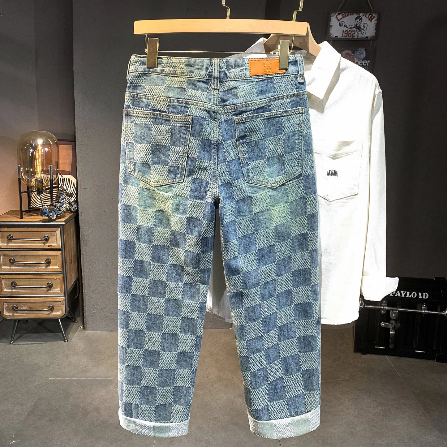 Men’s Plaid Denim Pants