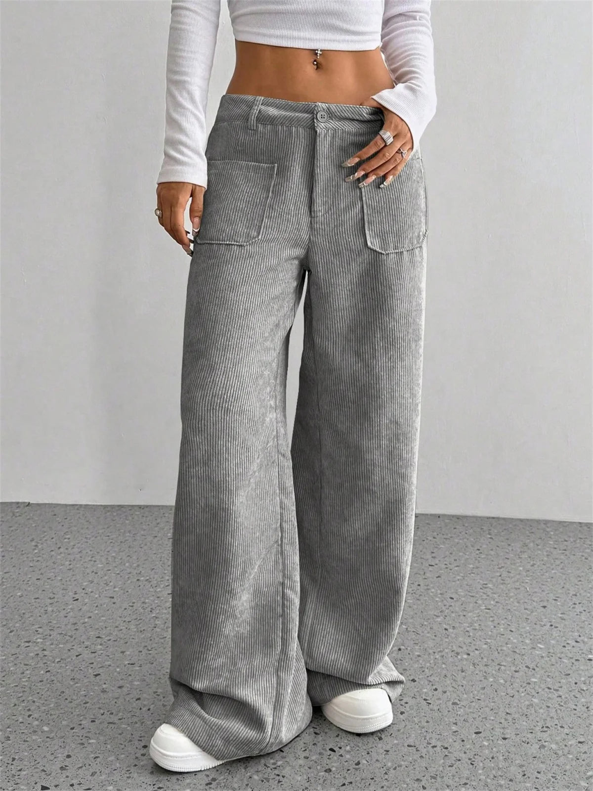 Retro Corduroy Wide-Leg Pants