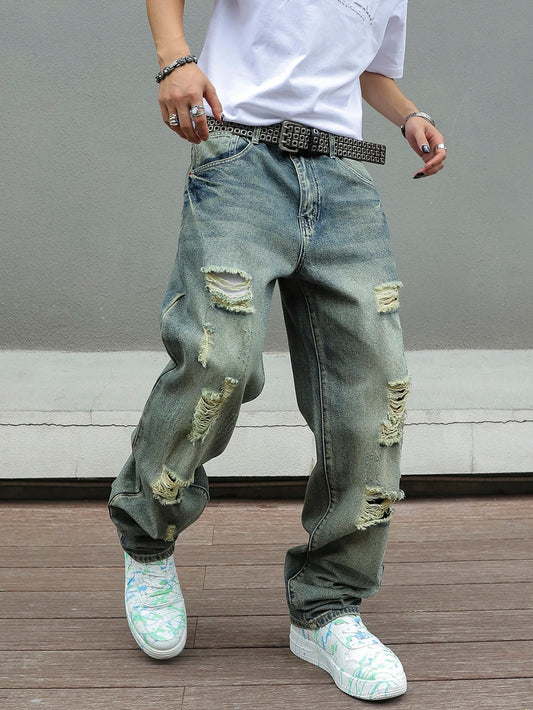 Men’s Y2K Ripped Distressed Jeans