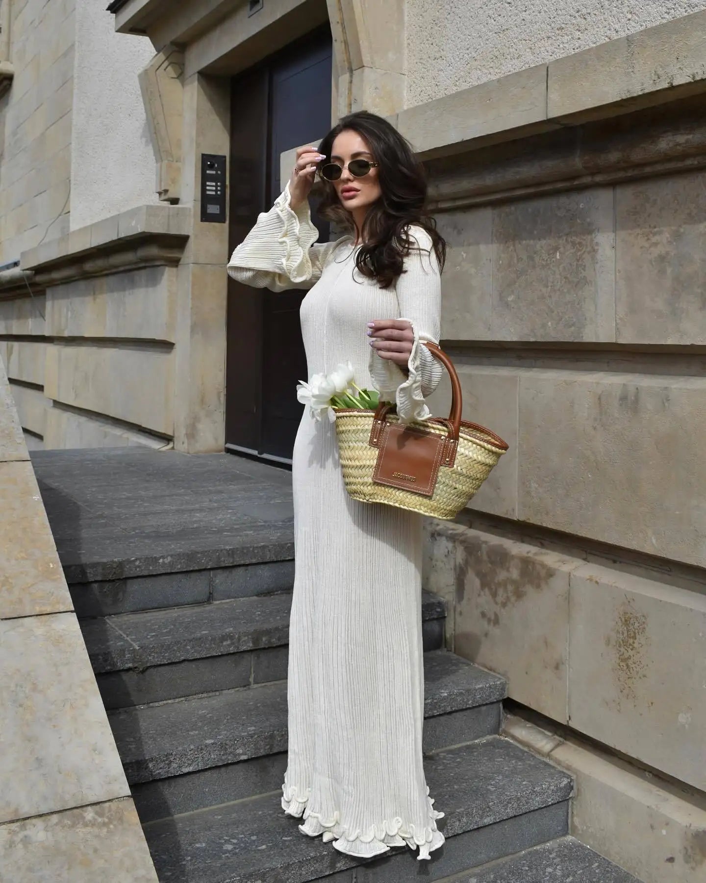 Women Lace-Up Maxi Dress