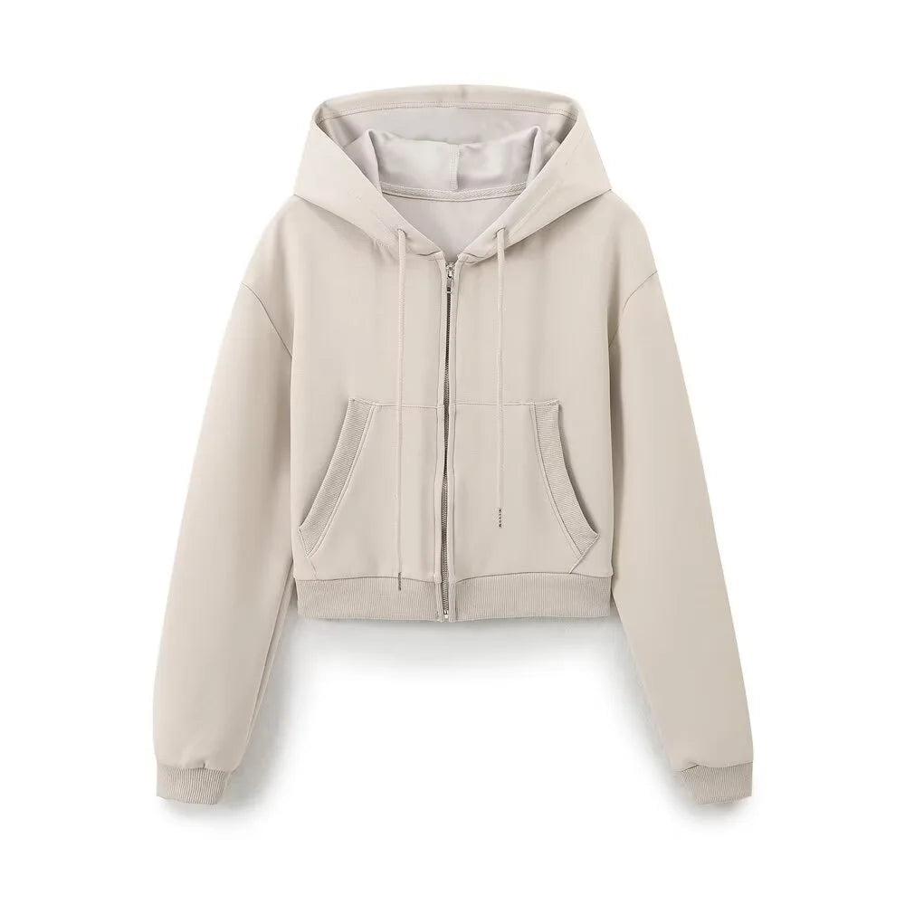 Zipper Hooded Pants Set