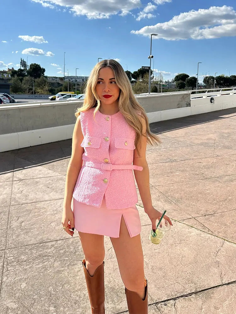 Metal Button Waistcoat Top