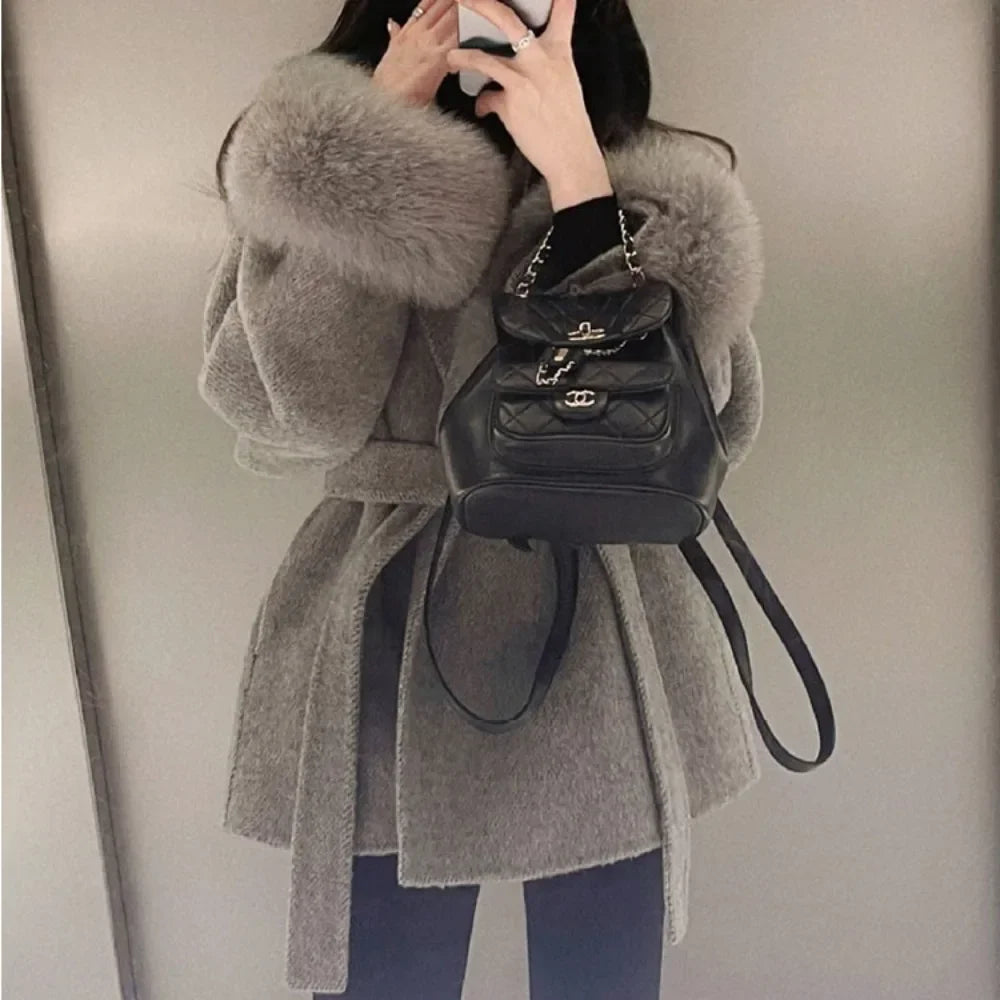 Women Wool Fur Coat