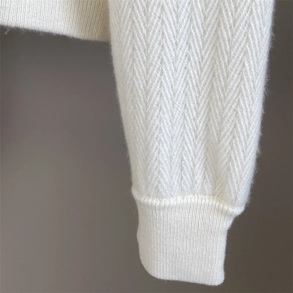 Cashmere Zipper Cardigan Set