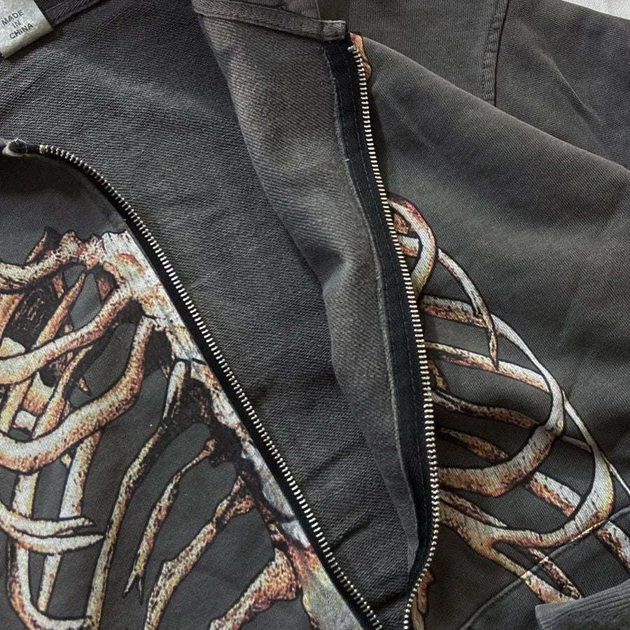 Y2K Skull Zip Hoodie