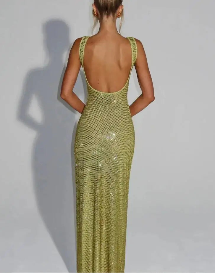 Sexy Backless Sequined Maxi Dress