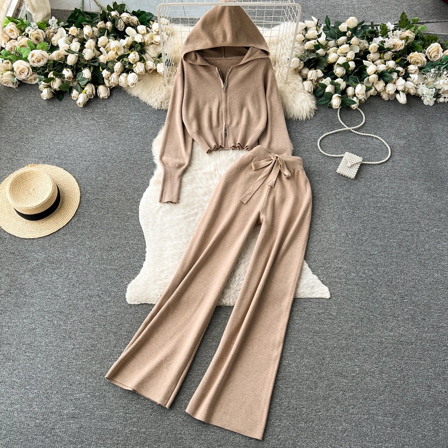 Casual Zipper Two-Piece Set