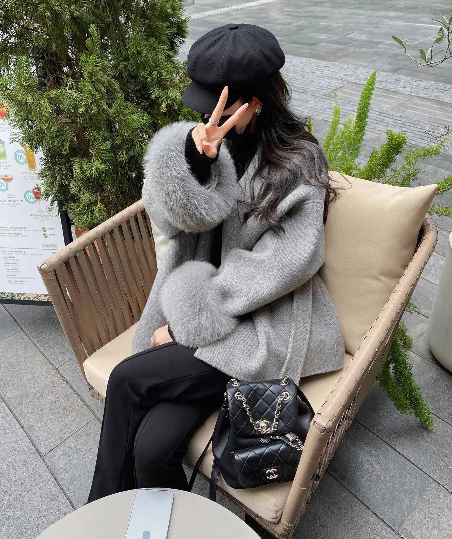 Women Wool Fur Coat