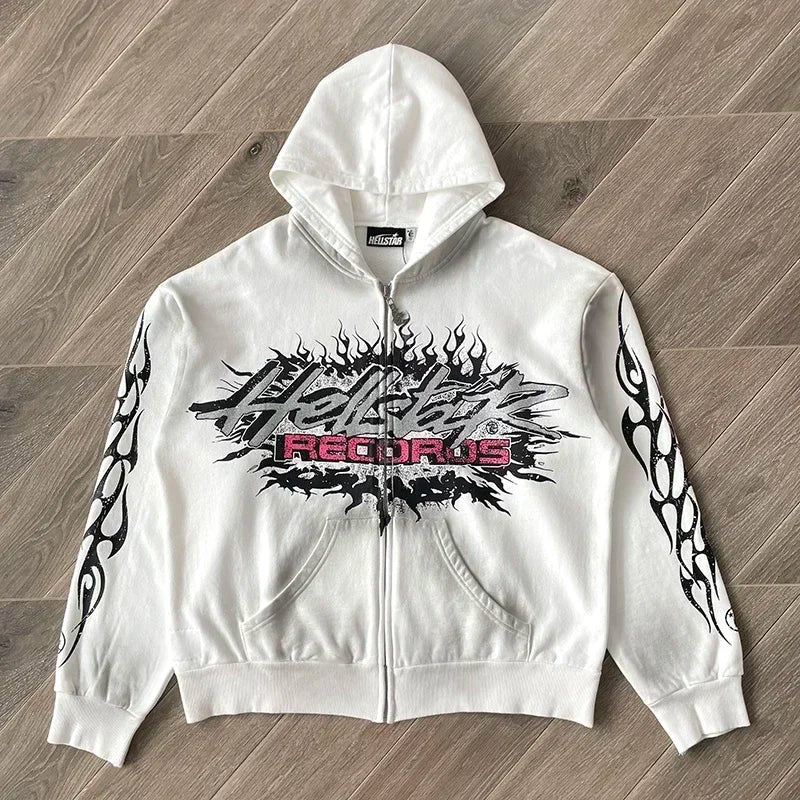 HS Flame Glitter Zip-Up Hoodie