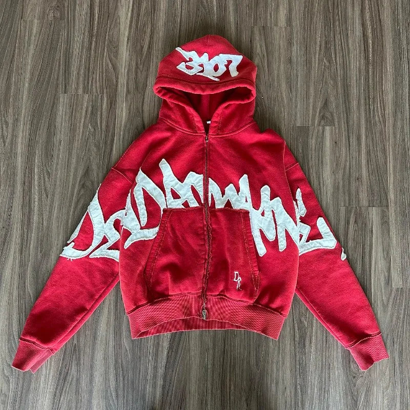 Embroidery Patch Sweater Hoodie