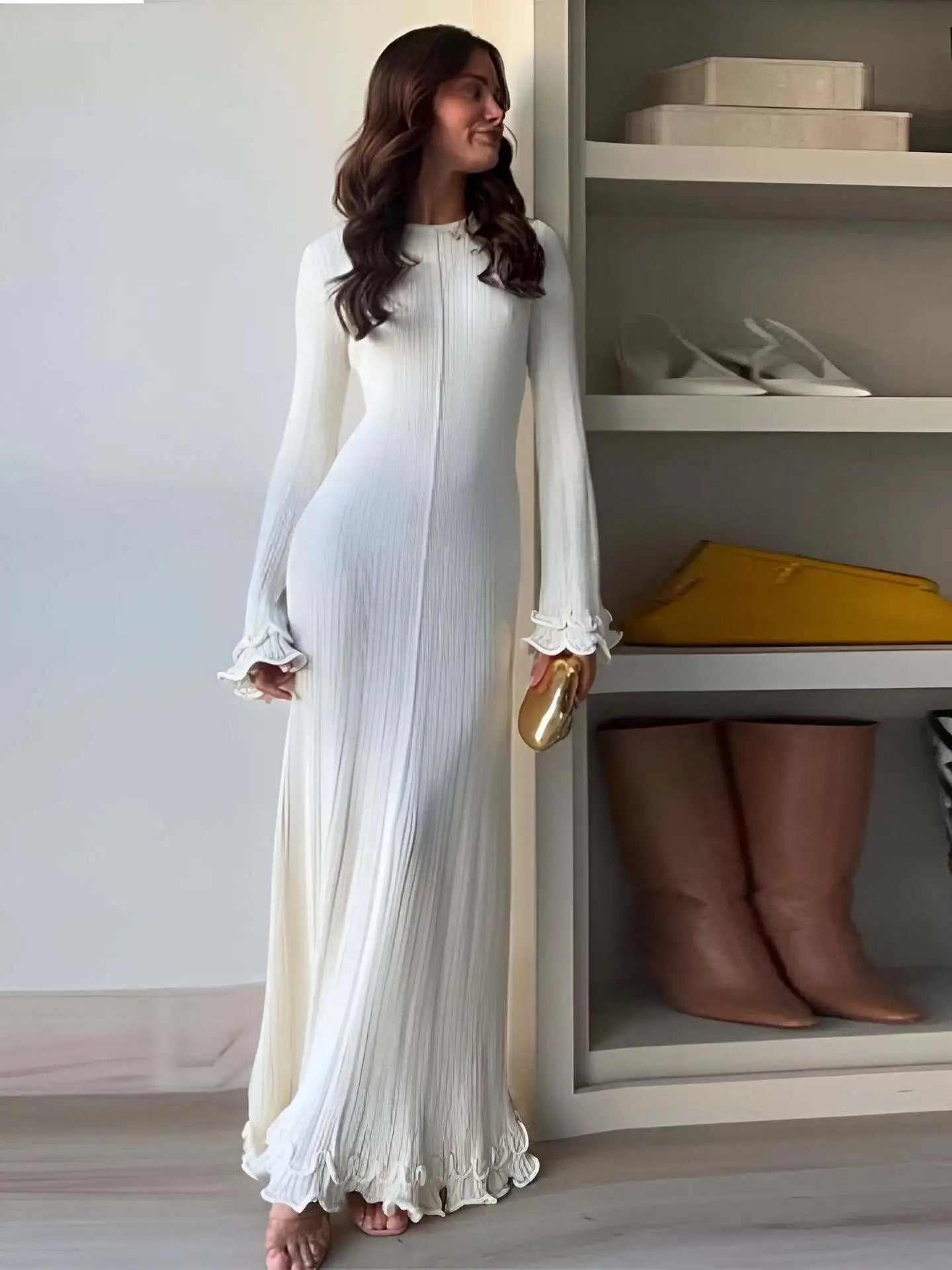 Women Lace-Up Maxi Dress