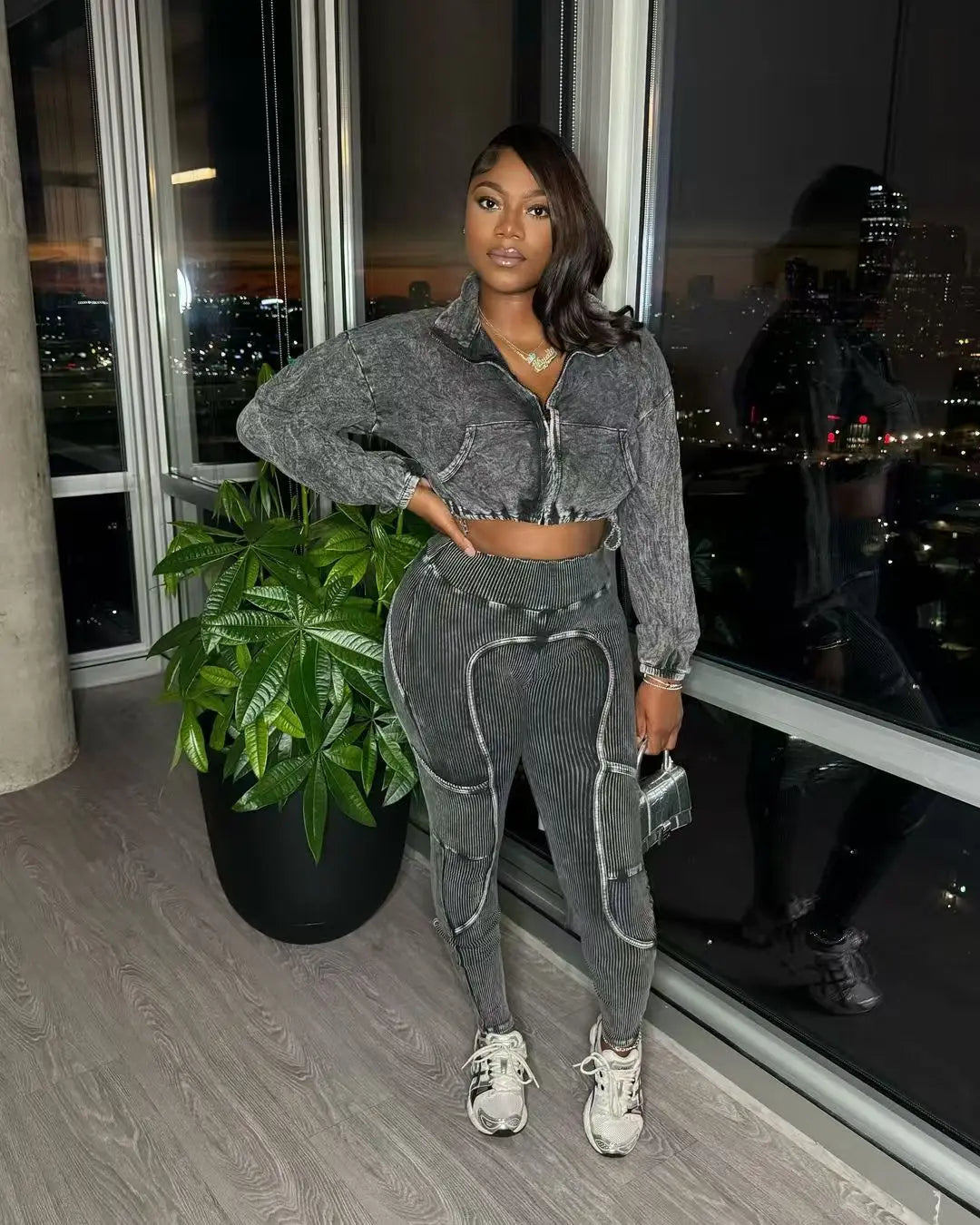 Washed Knitted Two-Piece Set