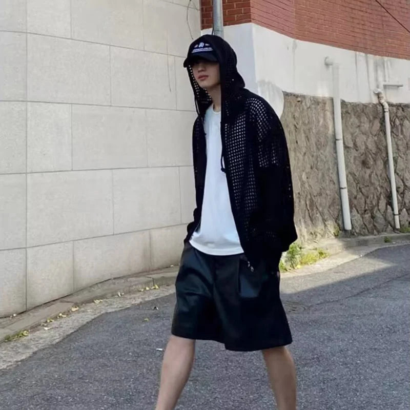 Hollow Hooded Knit Top