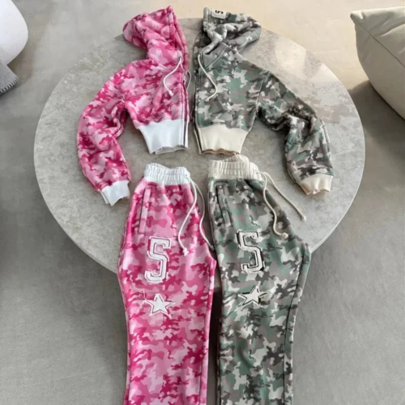 Women Camouflage Two-Piece Set