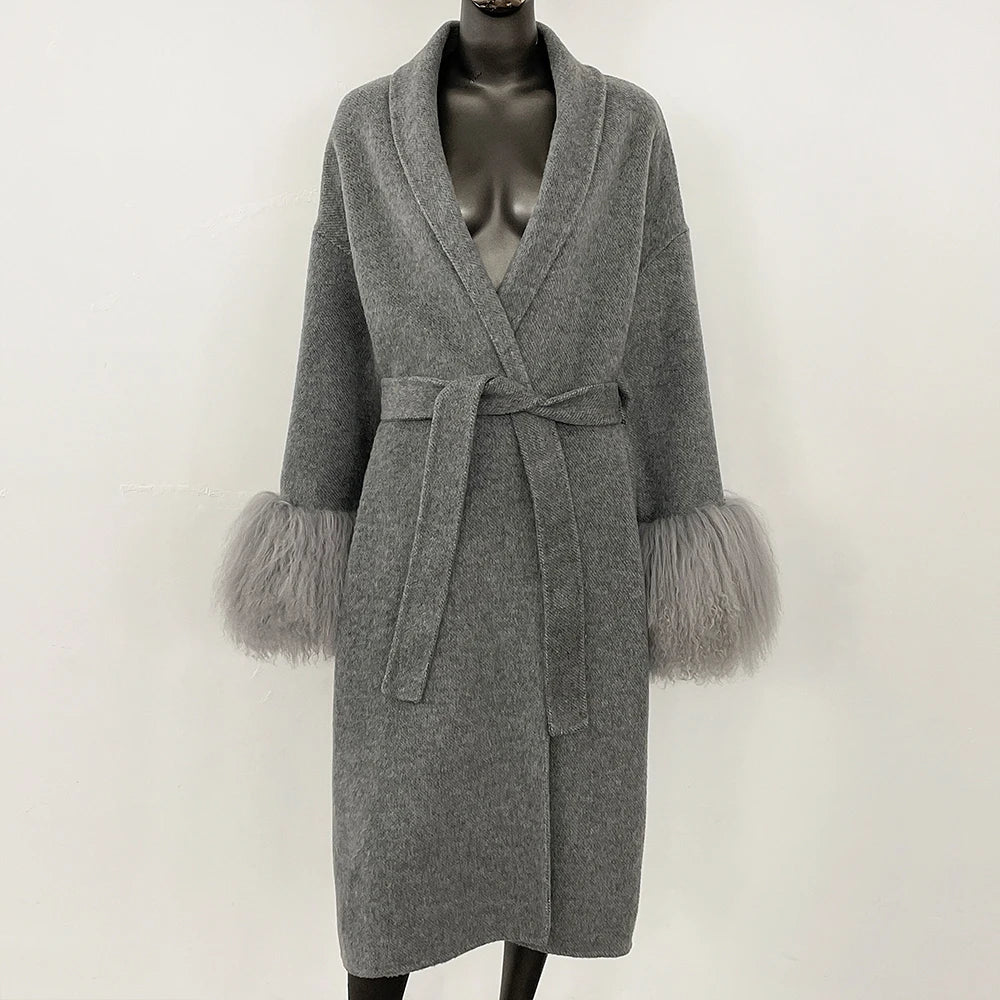 Women Wool Fur Coat
