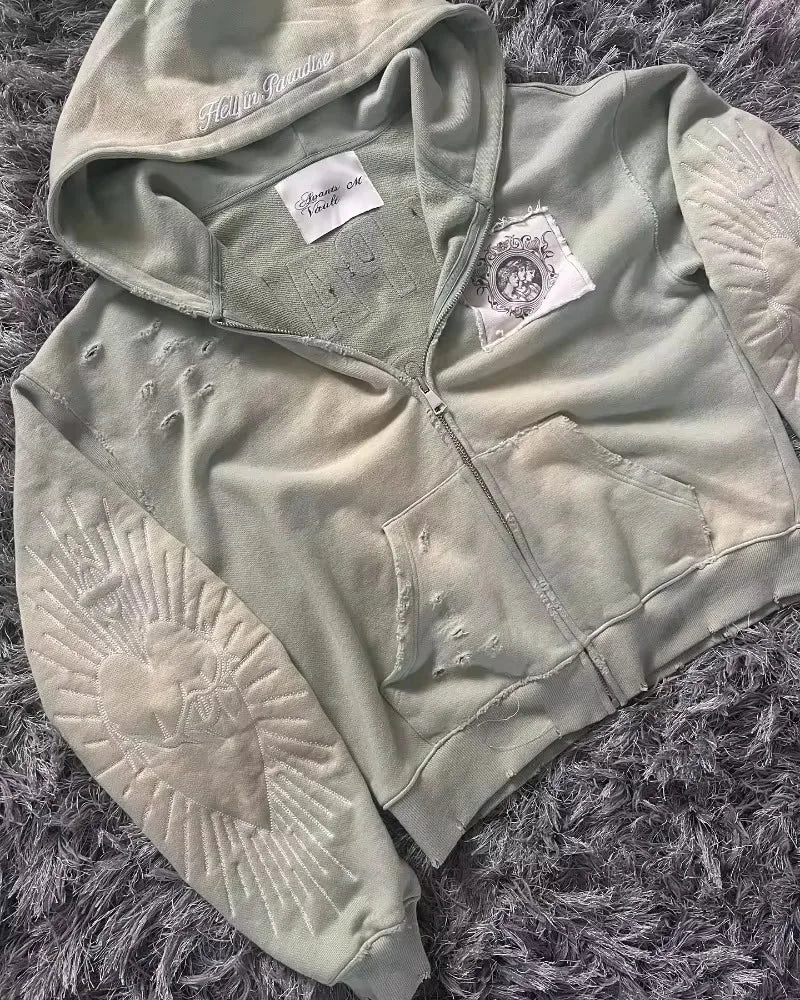 Embroidery Patch Sweater Hoodie