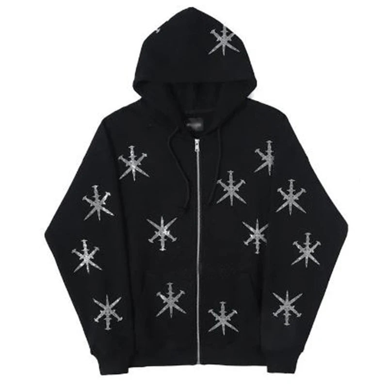 Rhinestone Zip Hoodie
