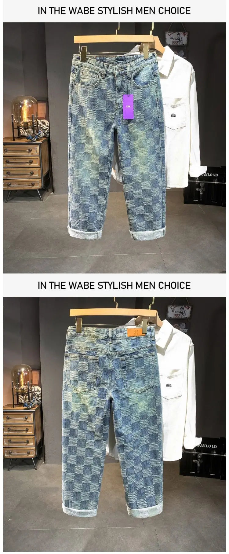Men’s Plaid Denim Pants