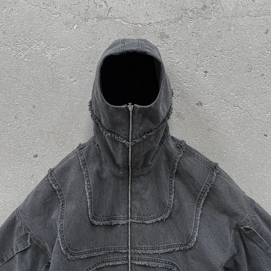 Y2K Denim Zip-Up Hoodie