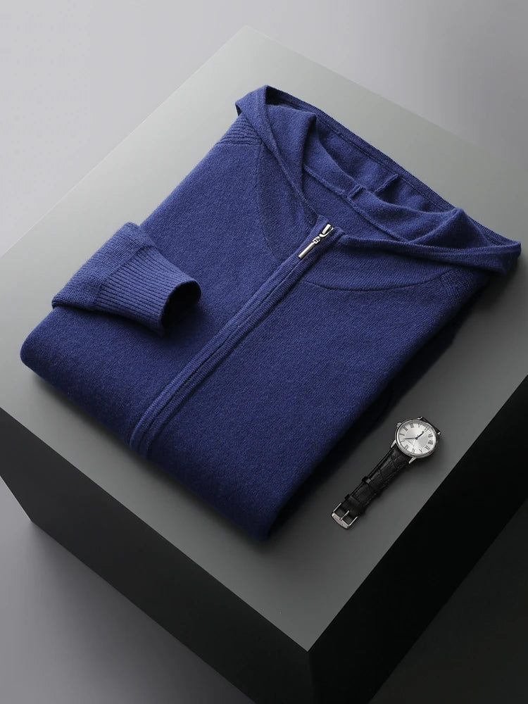 Cashmere Men Hooded Cardigan Set